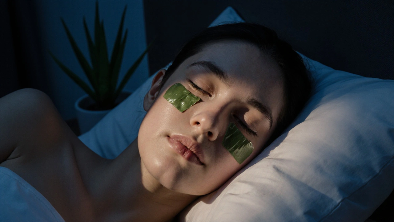 Čistá pokožka po depilaci v noci, pokrytá tenkou vrstvou aloe very.