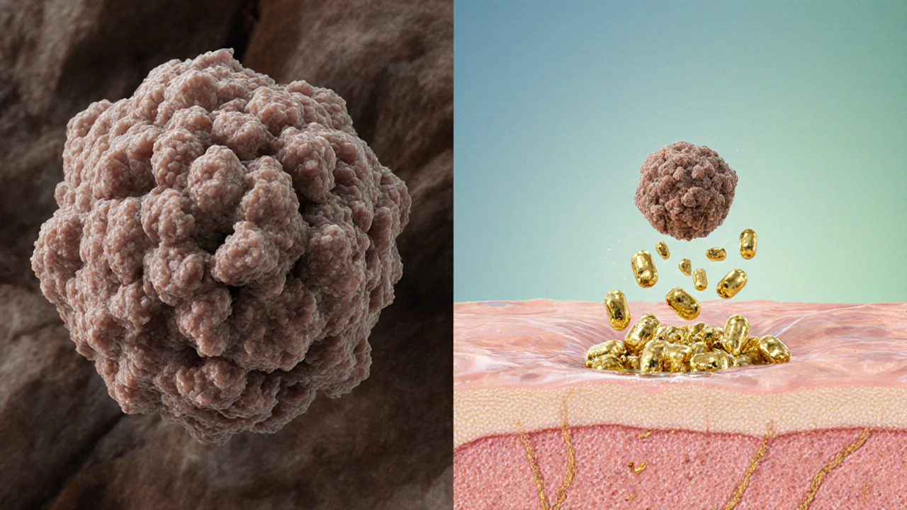 Porovnání molekul rybího a hovězího kolagenu vstřebávaného do kůže.