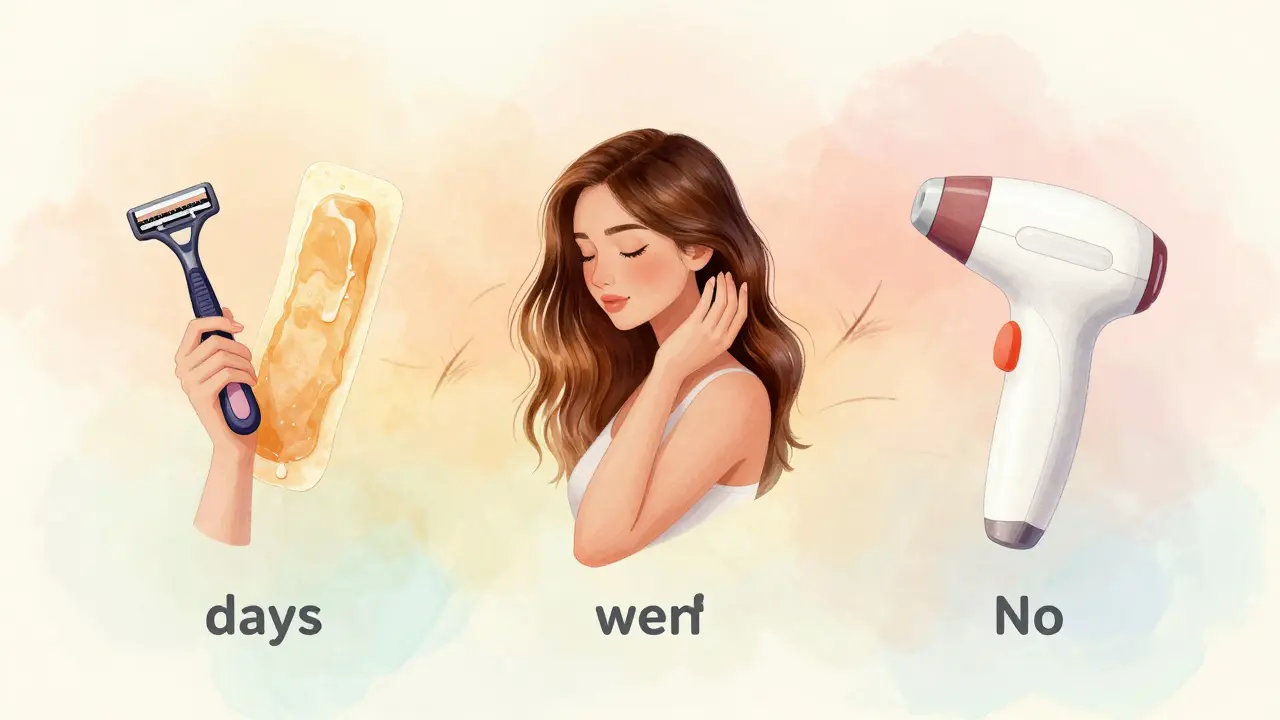 Žena volí mezi třemi metodami depilace: břitvou, voskem a laserem.