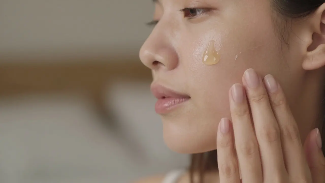 Ruka nanáší petrolej na pleť jako ochrannou bariéru v noci.