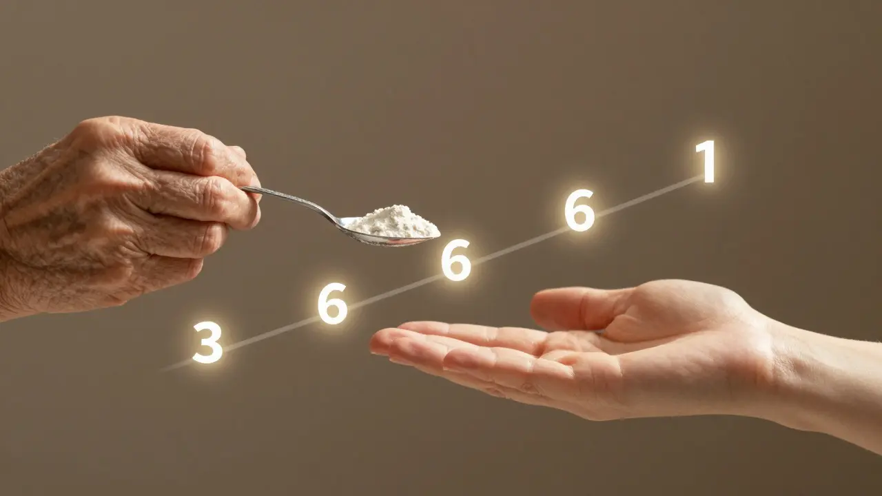 Dvě ruce — jedna starší, jedna mladá — spojené časovou osou kolagenu s teplým osvětlením.