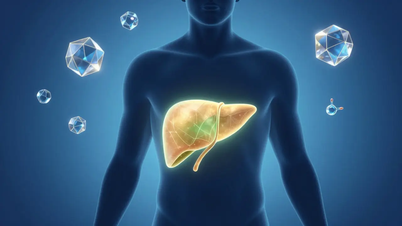 Konceptuální zobrazení detoxikace jater a regenerace těla vitamíny.