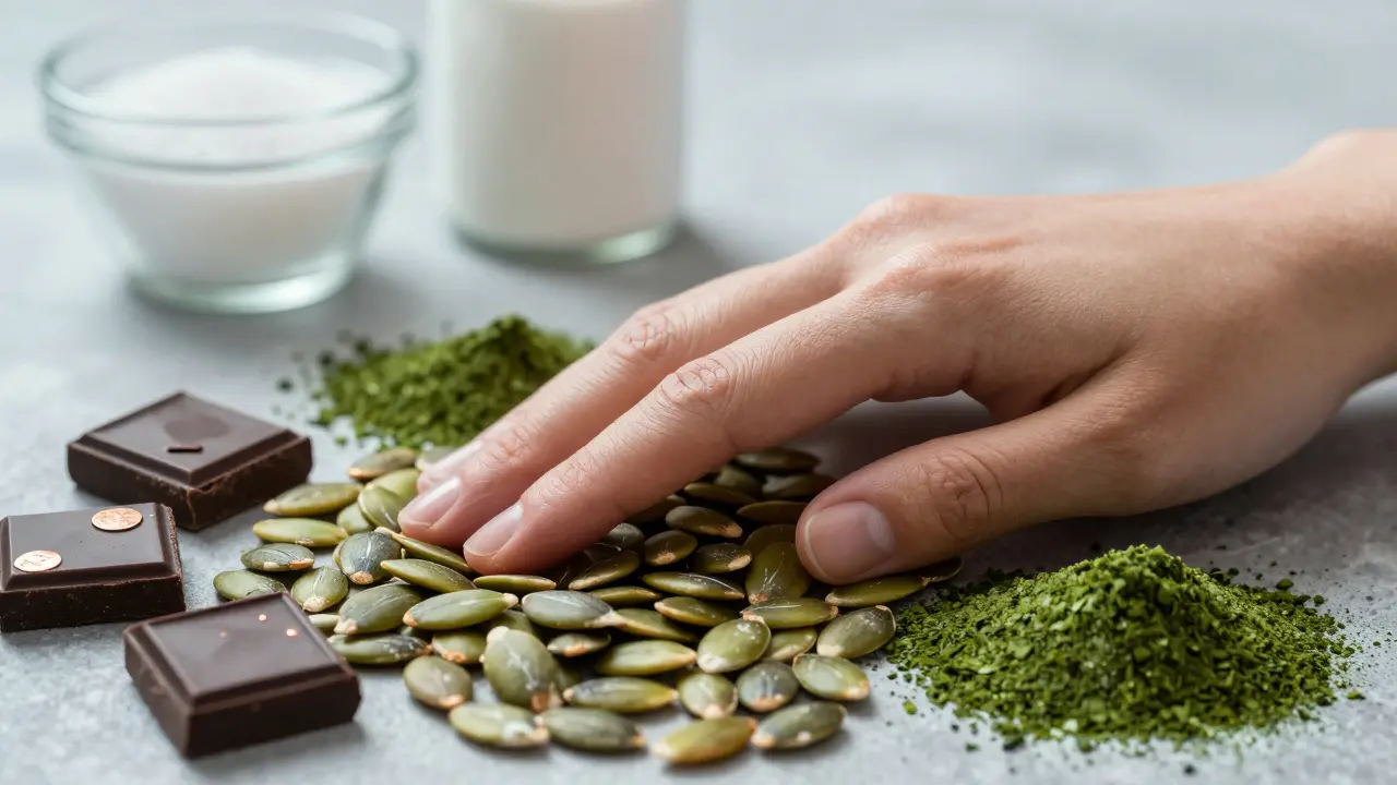 Semínka, kakao a spirulina jako zdroje zinku a mědi pro podporu kloubů