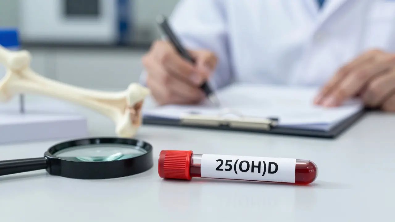 Krevní test na hladinu vitamínu D v laboratorním prostředí.