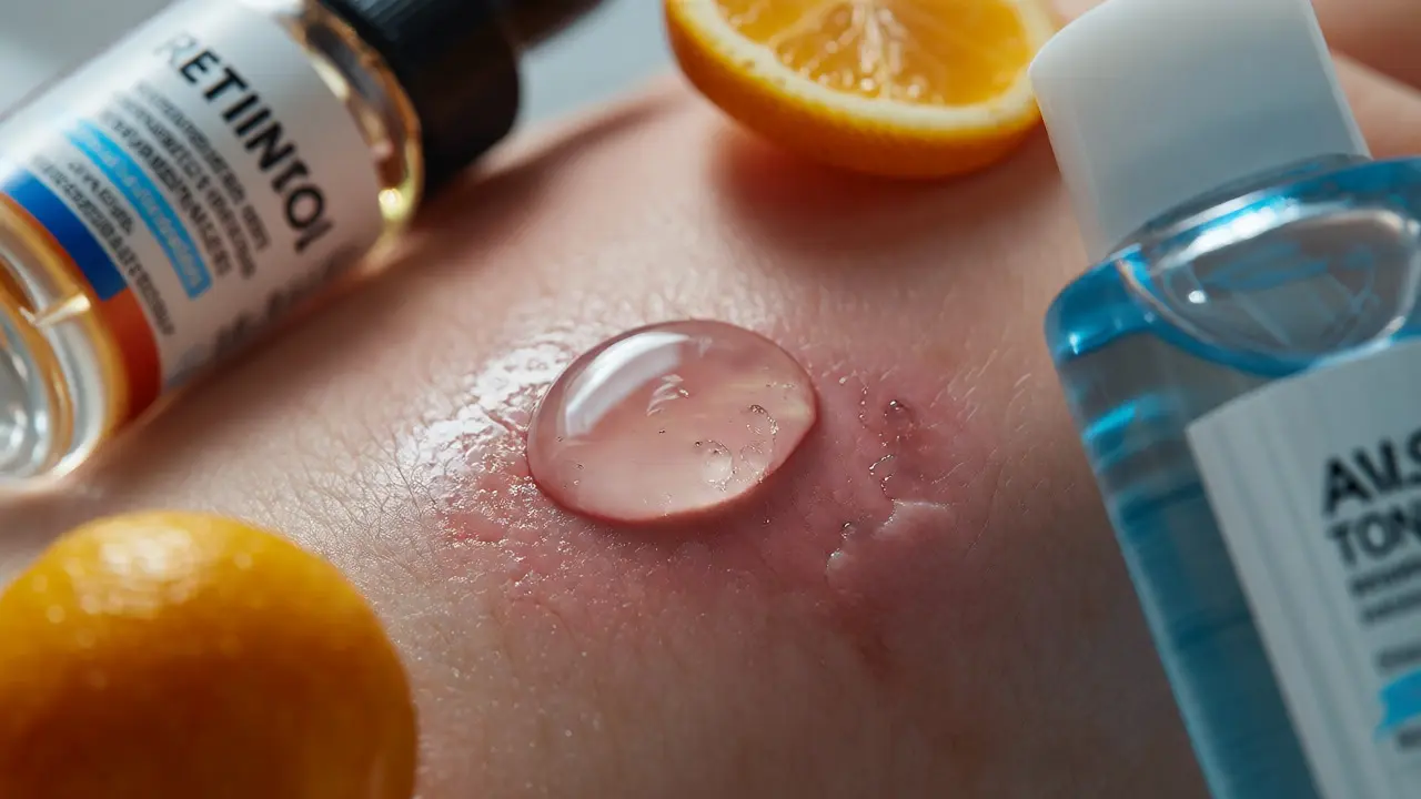 Kapka hydratačního séra na citlivé pokožce po peelingu