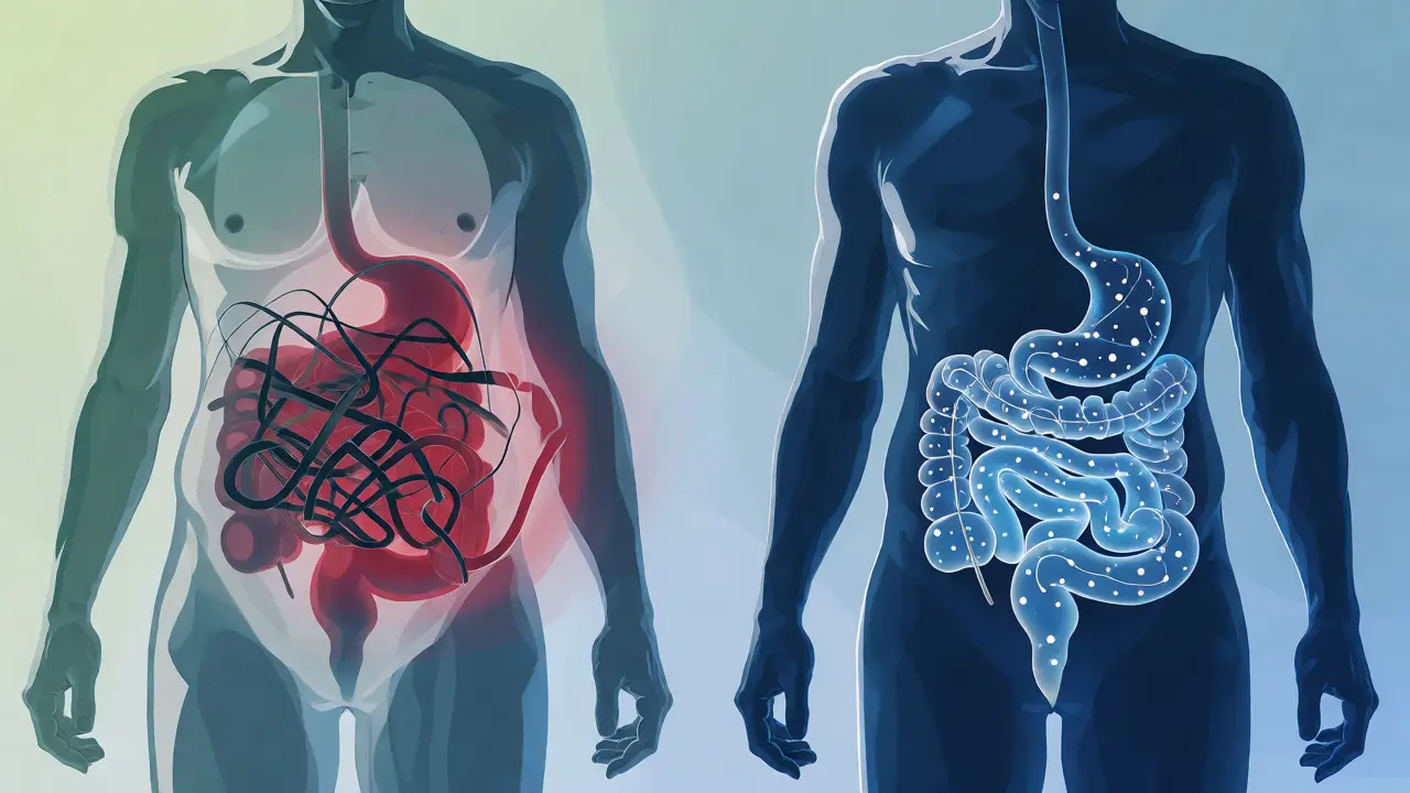 Konceptuální ilustrace rovnováhy střevního mikrobiomu