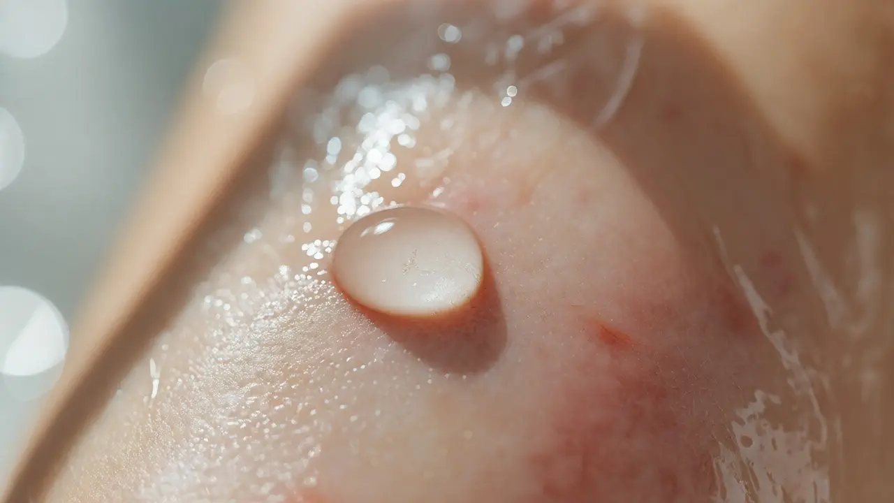 Kapka aloe vera gelu na hladké oholené kůži